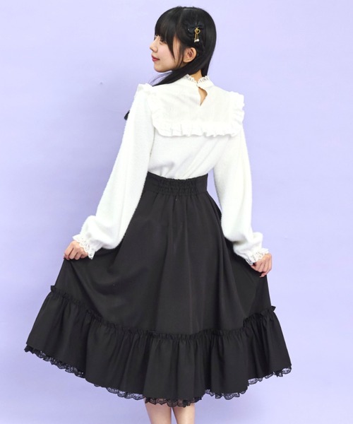 Secret Honey(シークレットハニー)の「Wフリルサスペンダー付ミディスカート(スカート・レディース・ブラック/グレー・MEDIUM)」の14枚目の写真