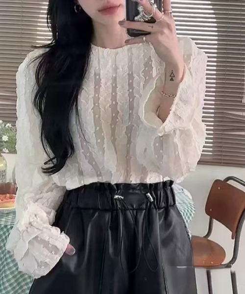 Lace Ladies(レースレディース)の「フリル ドット シアー 長袖 プルオーバー(シャツ/ブラウス・レディース・アイボリー/ブラック・FREE)」の14枚目の写真