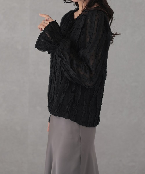 Lace Ladies(レースレディース)の「フリル ドット シアー 長袖 プルオーバー(シャツ/ブラウス・レディース・アイボリー/ブラック・FREE)」の4枚目の写真