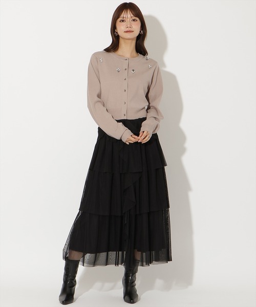 AND COUTURE(アンドクチュール)の「ビジュー×パールニットカーディガン(カーディガン/ボレロ・レディース・ブラック/レッド/サックスブルー/アイボリー/ベージュ・FREE)」の18枚目の写真