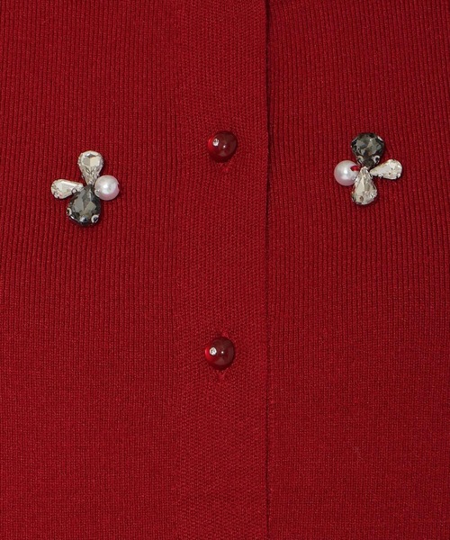 AND COUTURE(アンドクチュール)の「ビジュー×パールニットカーディガン(カーディガン/ボレロ・レディース・ブラック/レッド/サックスブルー/アイボリー/ベージュ・FREE)」の7枚目の写真