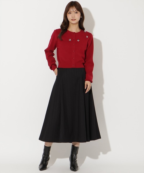 AND COUTURE(アンドクチュール)の「ビジュー×パールニットカーディガン(カーディガン/ボレロ・レディース・ブラック/レッド/サックスブルー/アイボリー/ベージュ・FREE)」の6枚目の写真