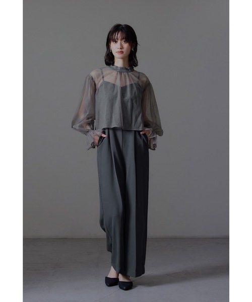【新品】atlo シアートップス オールインワン パンツドレス　結婚式 シアートップスオールインワンドレス 2点セット チュール ブラウス