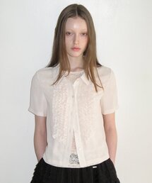 FRILL HALF BLOUSE (YOUNG BEIGE)