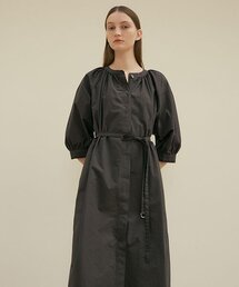 voluminous shirring dress-charcoal