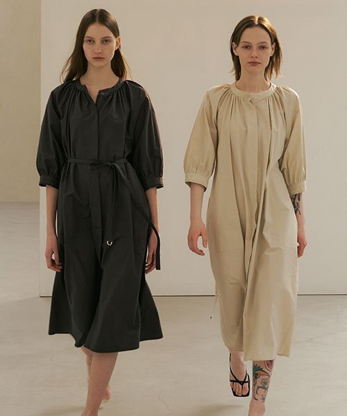 LINGSEOUL(リングソウル)の「voluminous shirring dress-charcoal(ワンピース・レディース・その他・FREE)」の3枚目の写真