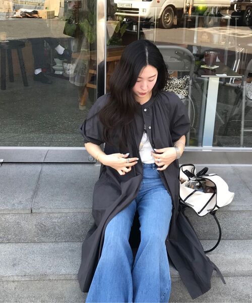 LINGSEOUL(リングソウル)の「voluminous shirring dress-charcoal(ワンピース・レディース・その他・FREE)」の6枚目の写真