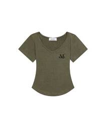 オニキスシースルーシグネチャーロゴVネッククロップ半袖Tシャツ(7カラー)