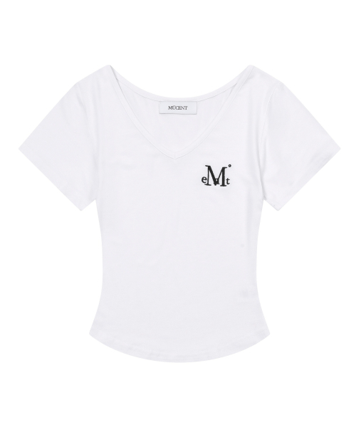 MUCENT(ムセント)の「オニキスシースルーシグネチャーロゴVネッククロップ半袖Tシャツ(7カラー)(Tシャツ/カットソー・レディース・Beige/ネイビー/ホワイト/チャコールグレー/ブラック/カーキ/スカイブルー・FREE)」の12枚目の写真