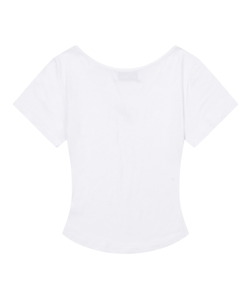MUCENT(ムセント)の「オニキスシースルーシグネチャーロゴVネッククロップ半袖Tシャツ(7カラー)(Tシャツ/カットソー・レディース・Beige/ネイビー/ホワイト/チャコールグレー/ブラック/カーキ/スカイブルー・FREE)」の13枚目の写真