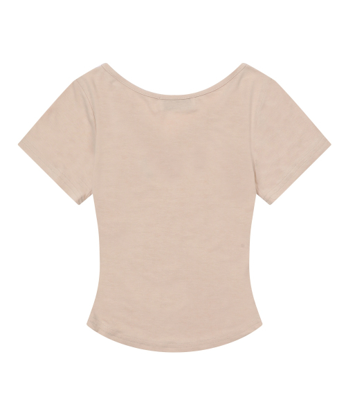 MUCENT(ムセント)の「オニキスシースルーシグネチャーロゴVネッククロップ半袖Tシャツ(7カラー)(Tシャツ/カットソー・レディース・Beige/ネイビー/ホワイト/チャコールグレー/ブラック/カーキ/スカイブルー・FREE)」の17枚目の写真