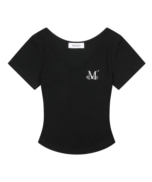 MUCENT(ムセント)の「オニキスシースルーシグネチャーロゴVネッククロップ半袖Tシャツ(7カラー)(Tシャツ/カットソー・レディース・Beige/ネイビー/ホワイト/チャコールグレー/ブラック/カーキ/スカイブルー・FREE)」の20枚目の写真