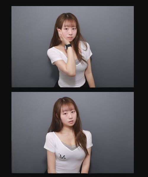 MUCENT（ムセント）の「オニキスシースルーシグネチャーロゴVネッククロップ半袖Tシャツ（7カラー）（Tシャツ/カットソー・レディース・Beige/ネイビー/ホワイト/チャコールグレー/ブラック/カーキ/スカイブルー・FREE）」の22枚目の写真