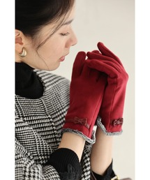cawaii（カワイイ）の「裏側起毛であったか。冬を彩る赤のプチリボン手袋（手袋）」