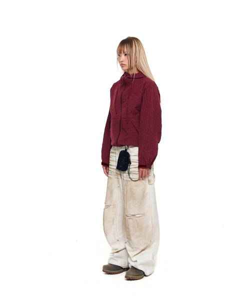 AAKAM（アーカム）の「Check Pattern Hooded Jacket (Burgundy)（ナイロンジャケット・レディース・その他・1/2）」の4枚目の写真