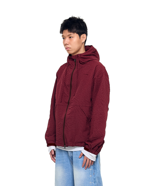 AAKAM（アーカム）の「Check Pattern Hooded Jacket (Burgundy)（ナイロンジャケット・レディース・その他・1/2）」の7枚目の写真