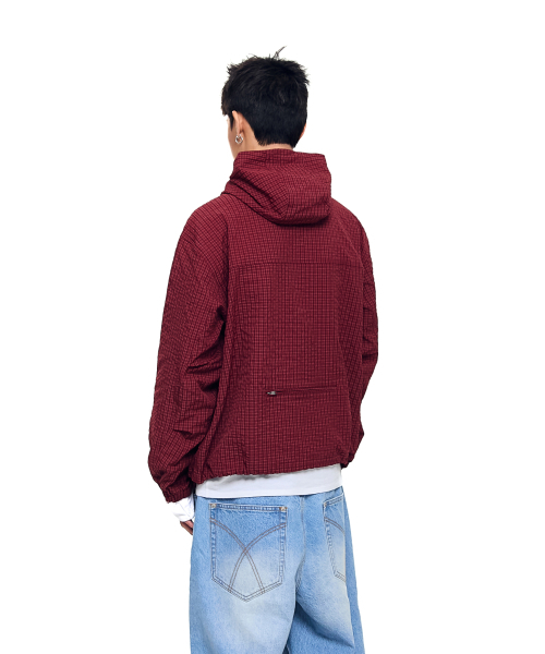 AAKAM（アーカム）の「Check Pattern Hooded Jacket (Burgundy)（ナイロンジャケット・レディース・その他・1/2）」の8枚目の写真