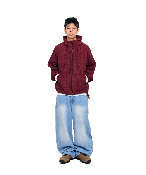 AAKAM（アーカム）の「Check Pattern Hooded Jacket (Burgundy)（ナイロンジャケット・レディース・その他・1/2）」の10枚目の写真