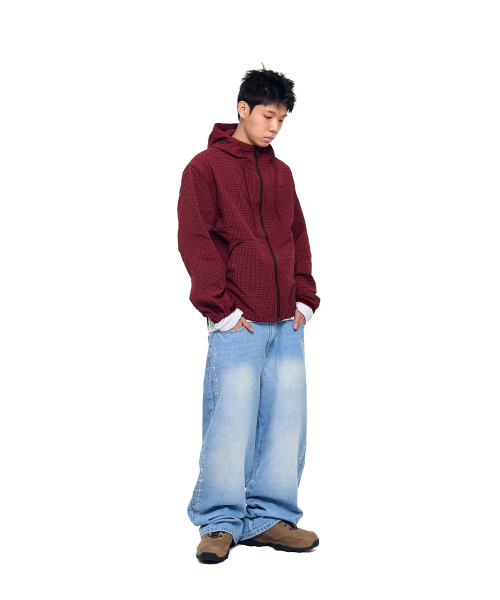 AAKAM（アーカム）の「Check Pattern Hooded Jacket (Burgundy)（ナイロンジャケット・レディース・その他・1/2）」の11枚目の写真
