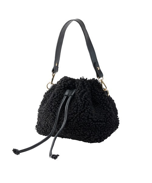 MARLON FIRENZE(マーロンフィレンツェ)の「Secchiello Mair Bag Teddy(ショルダーバッグ・レディース・ブラック/ライトベージュ・ONE SIZE)」の1枚目の写真