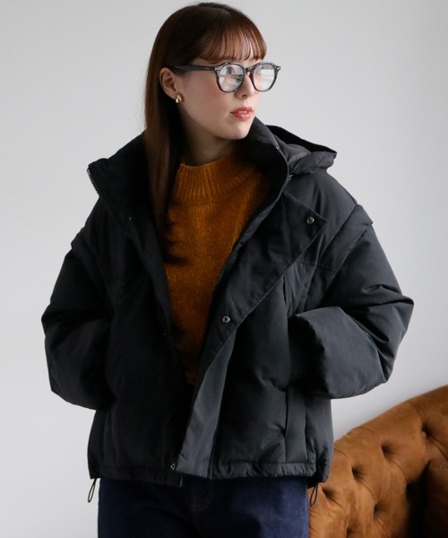 cepo(セポ)の「〈2way〉エアコンパフショートジャケット(ダウンジャケット/コート・レディース・ブラック/グレー・M/L)」の2枚目の写真