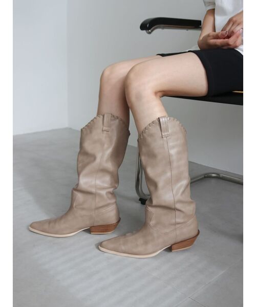 Ungrid（アングリッド）の「ポインテッドトゥウエスタンブーツ（ブーツ・レディース・ベージュ/シルバー/ブラック・S/M/L）」の10枚目の写真