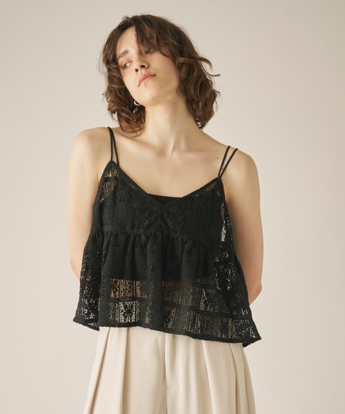 AIC.（エーアイシー）の「パネルレースバックリボンキャミビスチェ（キャミソール・レディース・ブラック/オフホワイト・FREE）」の12枚目の写真