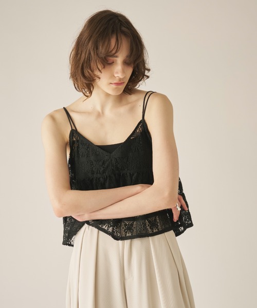 AIC.（エーアイシー）の「パネルレースバックリボンキャミビスチェ（キャミソール・レディース・ブラック/オフホワイト・FREE）」の11枚目の写真