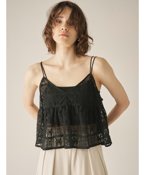 AIC.（エーアイシー）の「パネルレースバックリボンキャミビスチェ（キャミソール・レディース・ブラック/オフホワイト・FREE）」の13枚目の写真