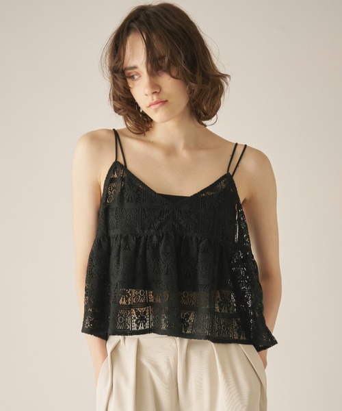 AIC.（エーアイシー）の「パネルレースバックリボンキャミビスチェ（キャミソール・レディース・ブラック/オフホワイト・FREE）」の14枚目の写真