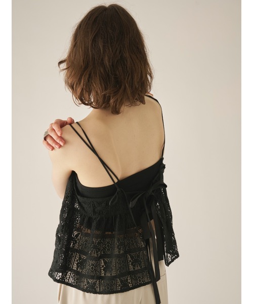 AIC.（エーアイシー）の「パネルレースバックリボンキャミビスチェ（キャミソール・レディース・ブラック/オフホワイト・FREE）」の18枚目の写真