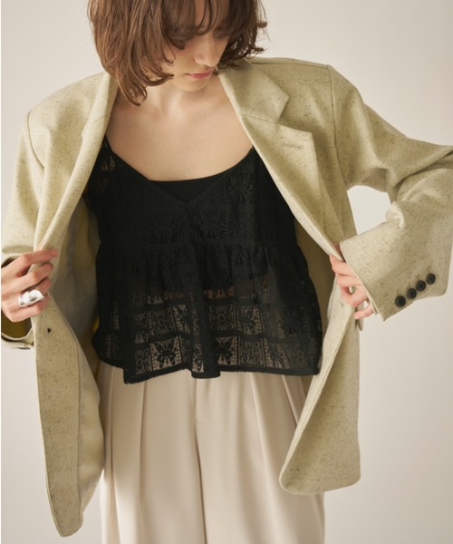 AIC.（エーアイシー）の「パネルレースバックリボンキャミビスチェ（キャミソール・レディース・ブラック/オフホワイト・FREE）」の10枚目の写真