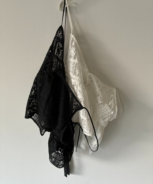 AIC.（エーアイシー）の「パネルレースバックリボンキャミビスチェ（キャミソール・レディース・ブラック/オフホワイト・FREE）」の8枚目の写真