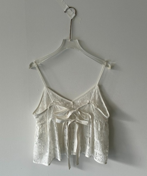 AIC.（エーアイシー）の「パネルレースバックリボンキャミビスチェ（キャミソール・レディース・ブラック/オフホワイト・FREE）」の5枚目の写真