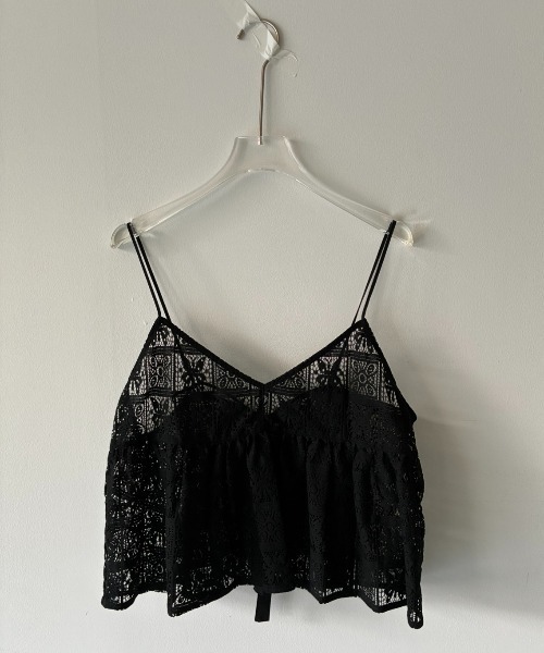 AIC.（エーアイシー）の「パネルレースバックリボンキャミビスチェ（キャミソール・レディース・ブラック/オフホワイト・FREE）」の4枚目の写真