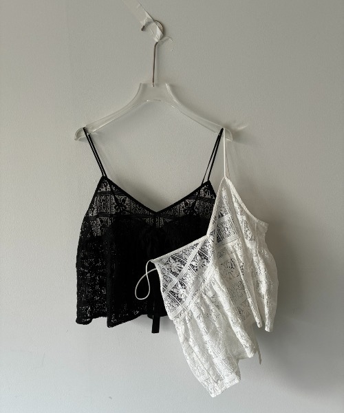 AIC.（エーアイシー）の「パネルレースバックリボンキャミビスチェ（キャミソール・レディース・ブラック/オフホワイト・FREE）」の6枚目の写真