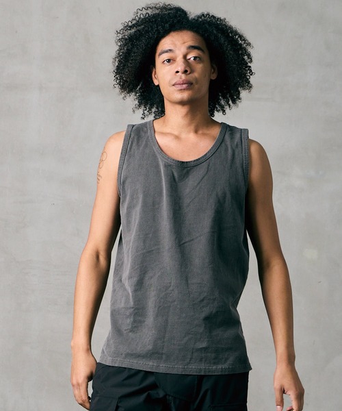 VIRGOwearworks(ヴァルゴウェアワークス)の「VINTAGE PIGMENT TANK(Tシャツ/カットソー・メンズ・ネイビー/オレンジ/ブラック・2/3/4)」の1枚目の写真