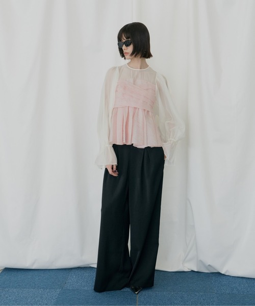 ANDRESD(アンドレスド)の「ジャガードペプラムパンツドレス / jacquard peplum pants dress(パンツドレス・レディース・ピンク/ライトグレー/ブラック/ベージュ・S/L/M)」の9枚目の写真
