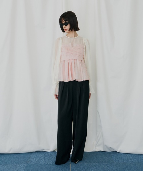 ANDRESD(アンドレスド)の「ジャガードペプラムパンツドレス / jacquard peplum pants dress(パンツドレス・レディース・ピンク/ライトグレー/ブラック/ベージュ・S/L/M)」の12枚目の写真