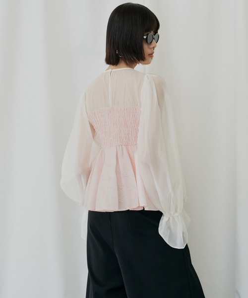 ANDRESD(アンドレスド)の「ジャガードペプラムパンツドレス / jacquard peplum pants dress(パンツドレス・レディース・ピンク/ライトグレー/ブラック/ベージュ・S/L/M)」の19枚目の写真
