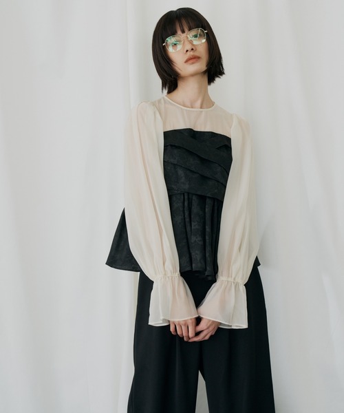 ANDRESD(アンドレスド)の「ジャガードペプラムパンツドレス / jacquard peplum pants dress(パンツドレス・レディース・ピンク/ライトグレー/ブラック/ベージュ・S/L/M)」の13枚目の写真