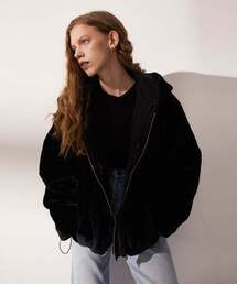 LADY VOLUME（レディーボリューム）の「544 リバーシブルファー春パーカージャケット_ブラック（その他アウター）」