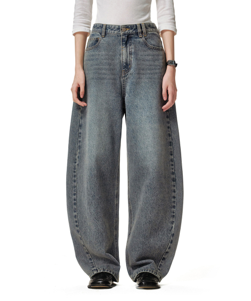 DECET WOMEN(デケット ウーマン)の「Curved Wide Jeans DCWPT013BLUE(デニムパンツ・レディース・その他・X-SMALL/SMALL/MEDIUM/LARGE)」の1枚目の写真