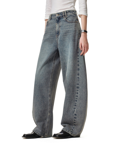 DECET WOMEN(デケット ウーマン)の「Curved Wide Jeans DCWPT013BLUE(デニムパンツ・レディース・その他・X-SMALL/SMALL/MEDIUM/LARGE)」の2枚目の写真
