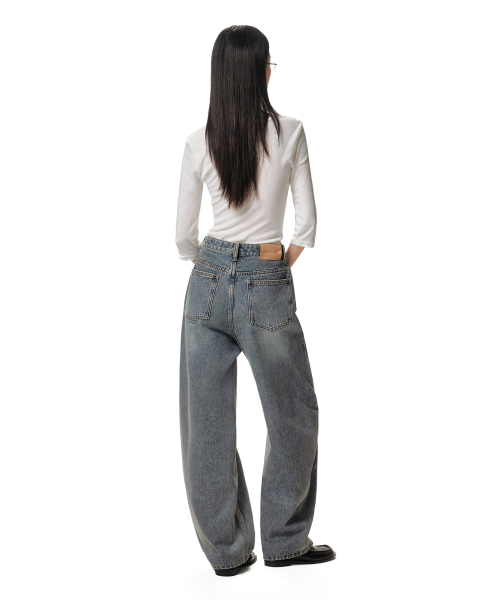 DECET WOMEN(デケット ウーマン)の「Curved Wide Jeans DCWPT013BLUE(デニムパンツ・レディース・その他・X-SMALL/SMALL/MEDIUM/LARGE)」の3枚目の写真