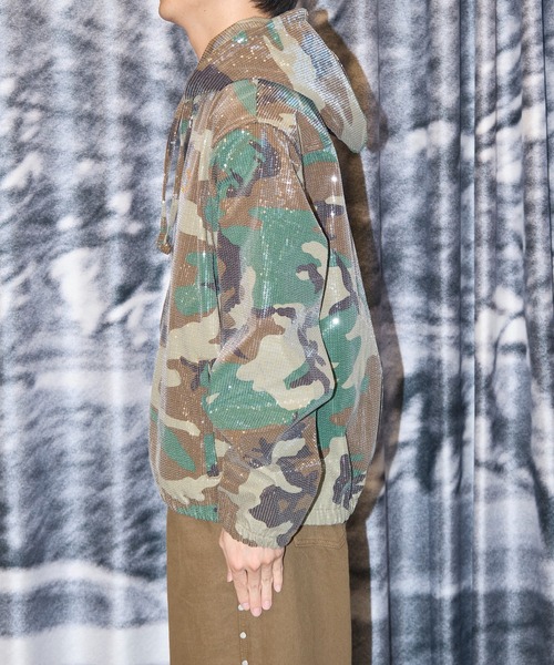 AFB HOODED SPANGLE FLANNEL JACKET カモ CAMO ZIPUP HOODIE(WOODLAND