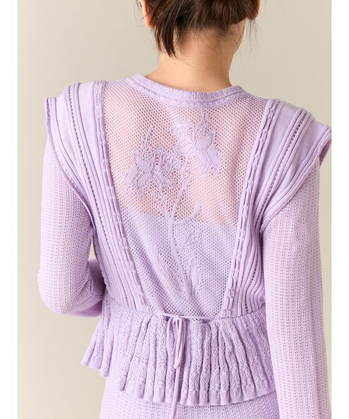 LILY BROWN(リリーブラウン)の「スイッチングクロシェニットワンピース(ワンピース・レディース・オフホワイト/ラベンダー/グリーン・F)」の12枚目の写真