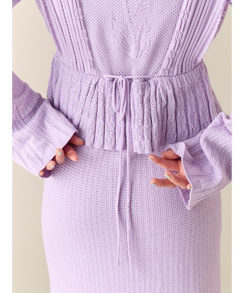 LILY BROWN(リリーブラウン)の「スイッチングクロシェニットワンピース(ワンピース・レディース・オフホワイト/ラベンダー/グリーン・F)」の13枚目の写真