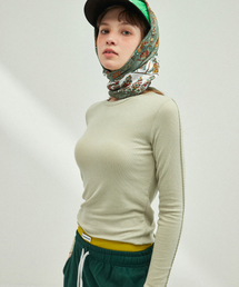 Between A and B（ビトウィーンエイアンドビー）の「ピコートステッチラウンドネックTシャツ[オリーブ]（Tシャツ/カットソー）」