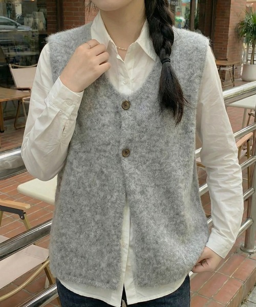 cammie(キャミー)の「ニットベスト(ベスト・レディース・ブラウン/アイボリー/カーキ/グレー・F)」の11枚目の写真
